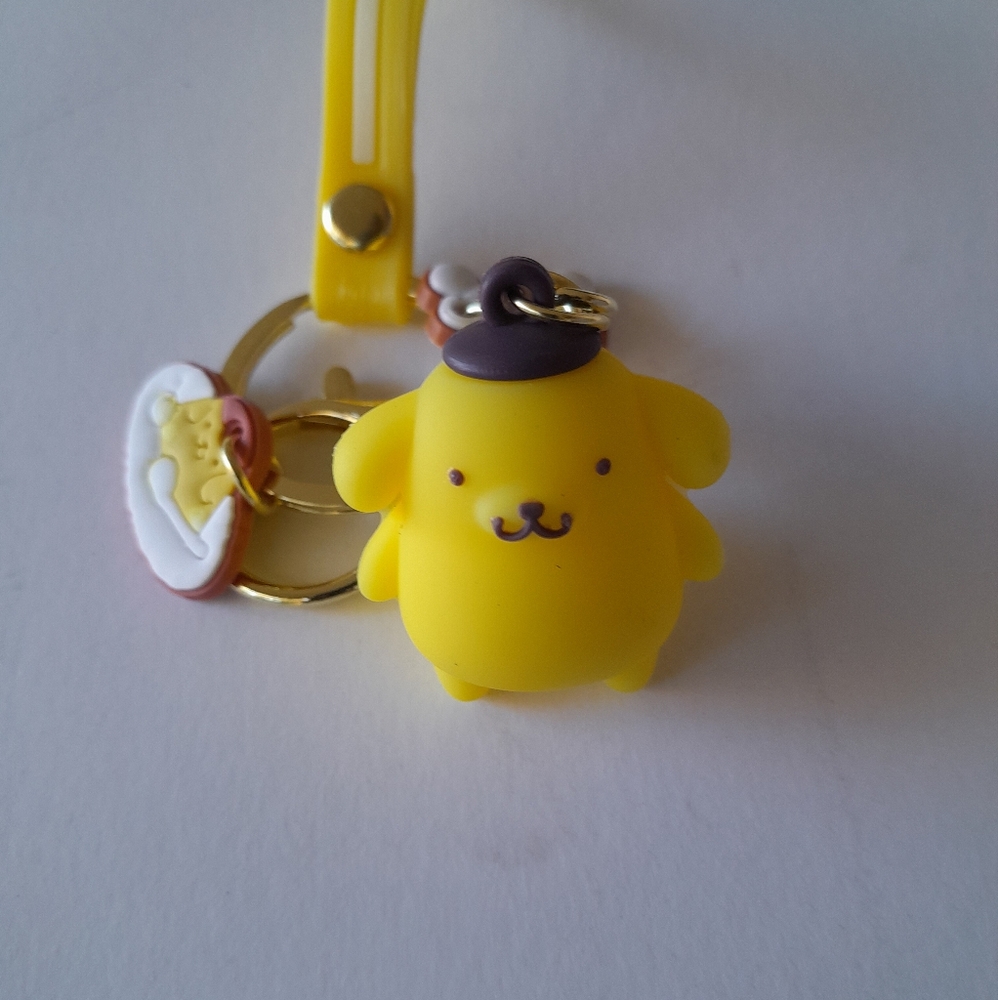 Sanrio Pompompurin 3D Figure Wristlet Keychain Bag Charm Yellow Kawaii Keyring - Picture 2 of 5